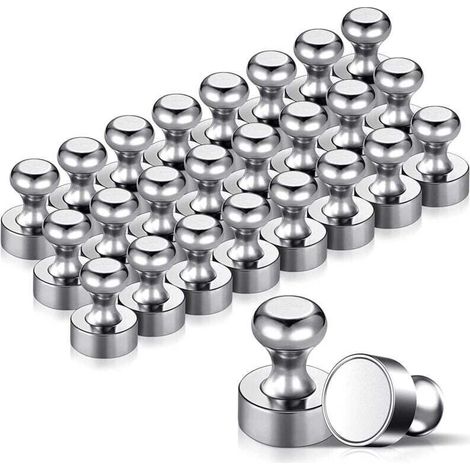 24PCS Aimant Puissant, Magnet Métalliques Aimant Puissant 12x16mm - Aimants en Acier Inoxydable Aimants Frigo pour Tableau D'affichage, Réfrigérateur etc. - avec Boîte de Rangement