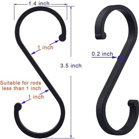 12 crochets S aluminium noir mat, casseroles, plantes, tasses, cuisine, salle bain, jardin (1/5)