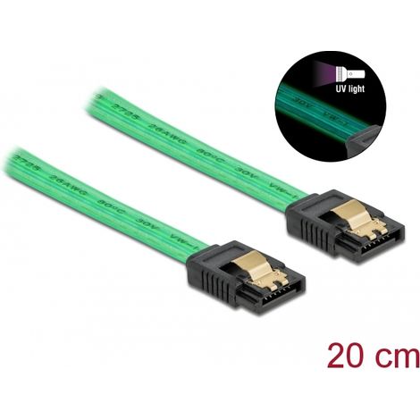 Delock SATA 6 Go/s Cable UV efecto brillante verde 20 cm