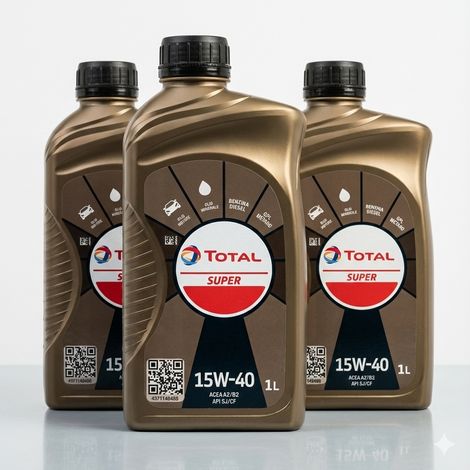 Kit 3 Litri Olio Motore Total Super 15W40 (3x1L) Lubrificante Auto Benzina Diesel GPL e Metano - Set Risparmio Rabbocco