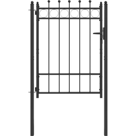 Puerta de cerca HORST 100 x 125 cm Metal Negro Con cerradura vidaXL