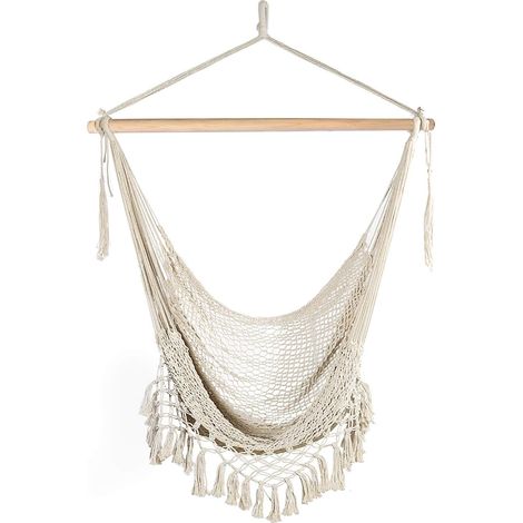 Grand fauteuil suspendu avec corde en coton doux, idéal pour la détente à l'intérieur ou à l'extérieur et la décoration de jardin.