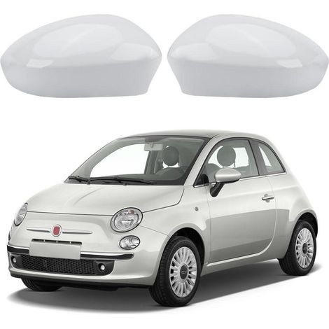 Spiegelkappen für Fiat 500 2007-2024, 1 Paar Weiß ABS Außenspiegel Abdeckung (1/5)