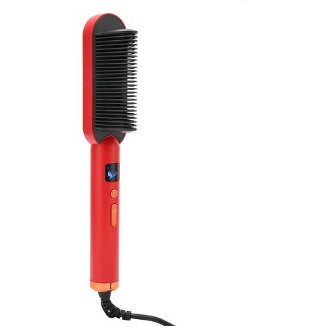 Peigne lisseur à ions négatifs (2 en 1) avec fer à boucler à effet gaufré et fonction vague, rouge, norme européenne 220 V (1/5)