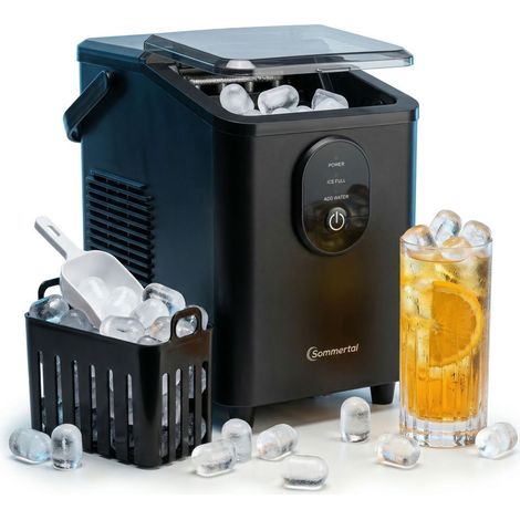 Sommertal E12S Eiswürfelmaschine Eismaschine 12kg/24h Eiswürfelbereiter 0,3kg Bullet Eis in 20 Min Leise (1/5)