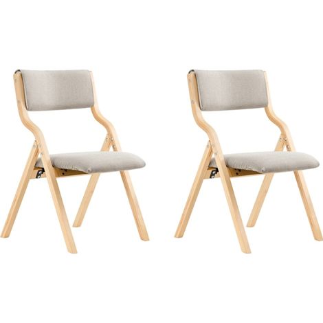 SoBuy Klappstühle gepolstert Set von 2, Holztreffenstuhl mit gepolsteter Sitzfläche, Klappbarer Bürostuhl portabel für Küche, Büro, Wohnzimmer, Platzsparend Hellgrau FST40-HGx2