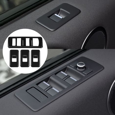4-teiliges Fensterheberschalter-Tastenfeld-Abdeckungsset in Klavierlack-Schwarz, passend für Land Rover Discovery 5 2017-2020 (1/5)