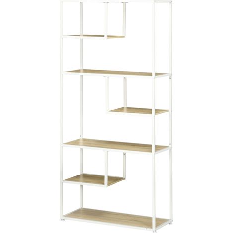 Bibliothèque étagère de rangement à 7 niveaux cadre en acier style industriel 83 x 34 x 180 cm chêne (1/5)