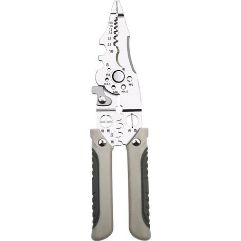 Pince À Dénuder - Acier Inoxydable - 22 cm - Multifonctionnelle Pour Électricien - Coupe-Fil Sertissage Enroulement Fendage - 1 Pièce (1/5)