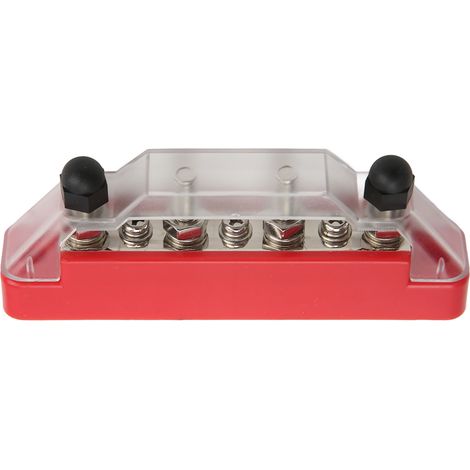 Bornier de distribution électrique 48 V 150 A à 4 bornes, barre omnibus 7 voies avec couvercle, rouge, pour voitures, camping-cars et bateaux (1/5)