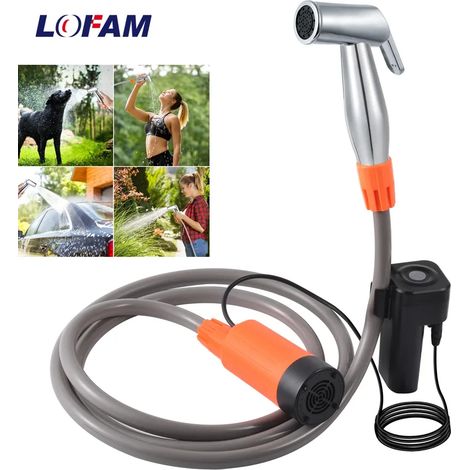 Douche portable d'extérieur pour l'escalade, le camping et l'arrosage des fleurs, des animaux de compagnie et des chiens. Pompe de douche rechargeable pour la plage, la voiture et le nettoyage des chi (1/4)