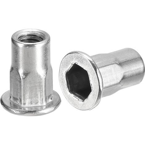 M4 Half Hex Body Rivet Nuts, 60pcs 304 Stainless Steel Flat Head Threaded Inserts Nuts (1/5)