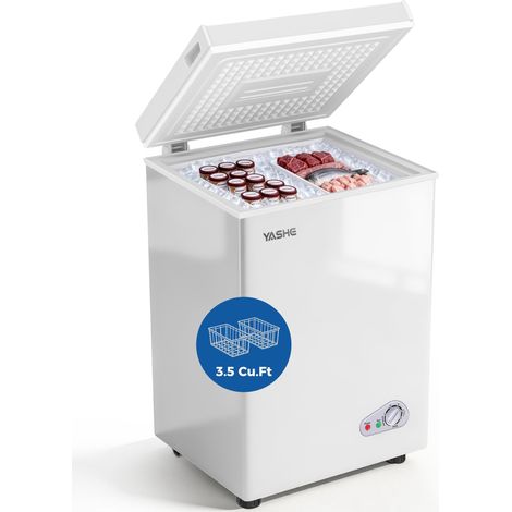 YASHE Congélateur coffre BD/BC-100Q, 100 L, 2 paniers, 6 niveaux, 45 dB, blanc