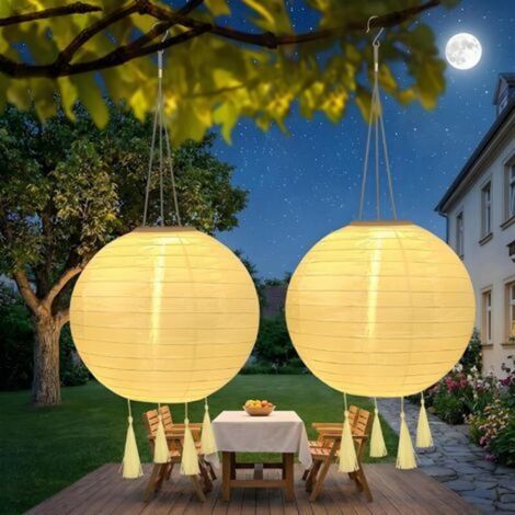 2 piezas de 30 cm de lámparas solares exteriores resistentes a temperaturas extremas, lámparas solares exteriores blanc chaud pour suspension, lámparas solares exteriores con 4 pompones, lámparas sola