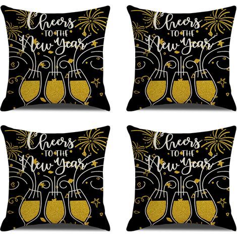 Bonne année Housses de coussin décoratives pour le Nouvel An et les fêtes d'hiver. parfaites pour décorer votre canapé ou votre fauteuil (1/5)