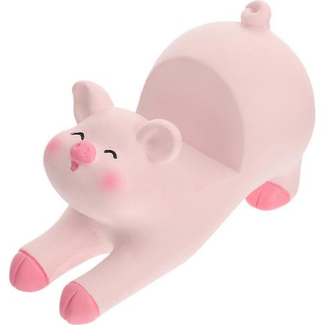 Support de téléphone en forme de cochon rose, en résine, robuste et durable. (1/5)