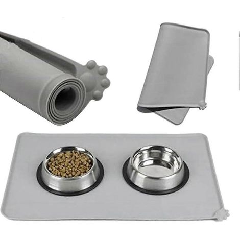 Wasserdichte Haustiermatte für Hunde und Katzen, reine Farbe, Silikon-Futtermatte, Grau (1/3)