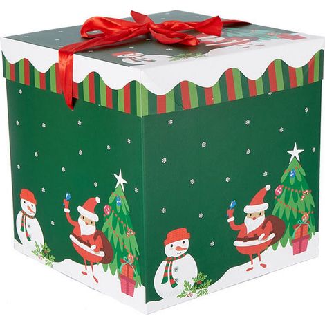 Boîte Cadeau Carrée - Boîte Cadeau Avec Couvercle Et Ruban - Pour Emballage Cadeau Noël Nouvel An Fêtes - 1 Pièce (1/3)