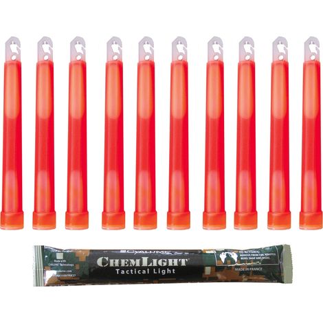 Cyalume Bastoncino luminoso rosso militare ChemLight Lightsticks 15cm - Light Sticks ultra-luminosi 12 ore (Scatola da10) (1/4)