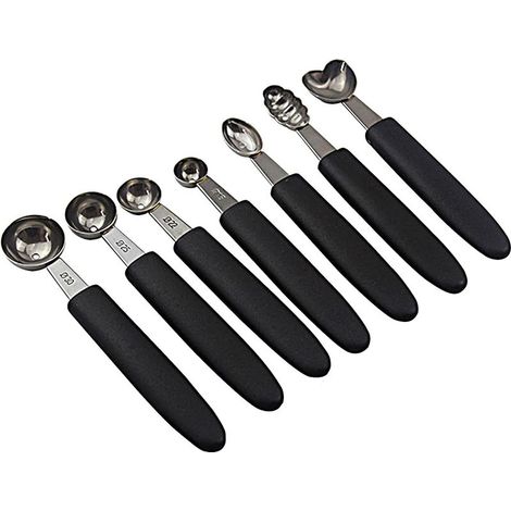 Lot de 7 cuillères à melon en acier inoxydable — Cuillères pour découper et prélever la chair des melons et des fruits, emporte-pièce, moule à gâteau, cuillère