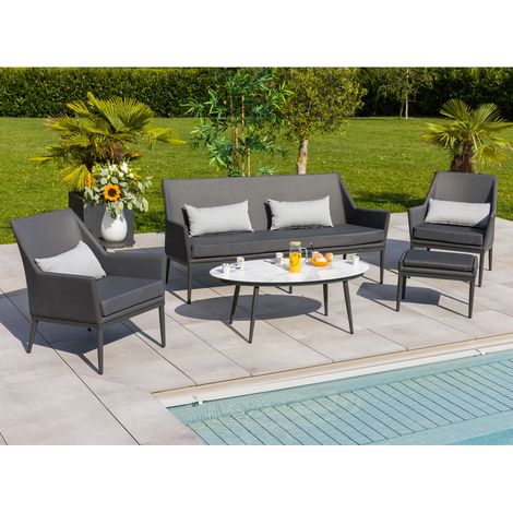 Salon détente avec table en imitation marbre Gris anthracite 191x72x88 cm (1/5)