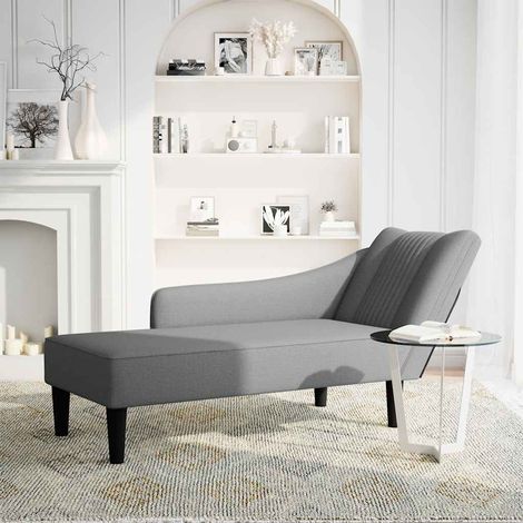 Fauteuil relax Fauteuil long avec accoudoir droit gris foncé tissu (1/5)