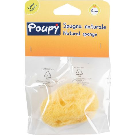 Spugna naturale di mare Poupy morbida e delicata che assorbe le impurità della pelle dei bambini piccoli da 0 mesi in sù. (1/2)
