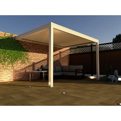 Pergola Bioclimatique Adossée Motorisée Aluminium 4x3 Blanc O ORIAL France (1/5)