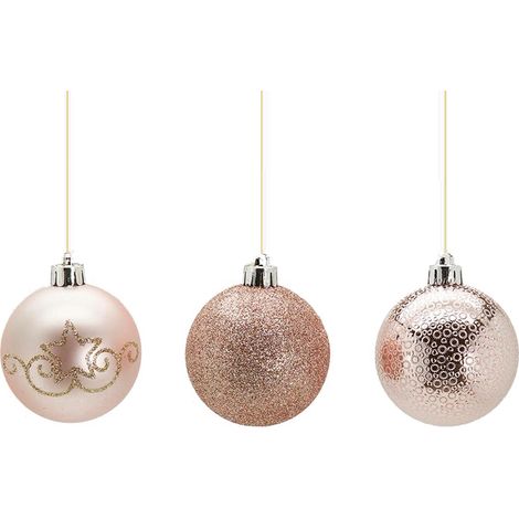 3 Palline per albero di natale in PVC rosa da Ø 6 cm pendaglio decorato