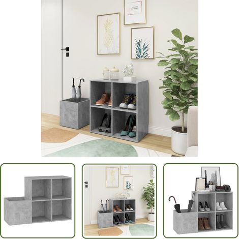 The Living Store Armoire à chaussures d’entrée gris béton bois ingénierie - Meuble Rangement Chaussures - Armoire Chaussure Entrée - Organisateur Chaussures - Étagère Chaussures - Rangements Intérieur (1/5)