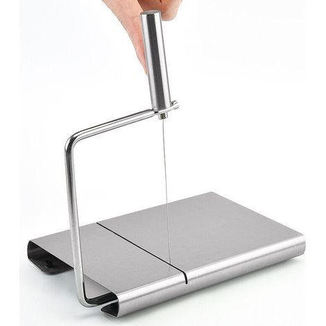 Coupe-Fromage-Fil, Coupe-Fromage en Acier Inoxydable avec 6 Fils de Remplacement, Coupe-Beurre, Cheese-Cutter, Cheese-Slicer, Trancheuse à Fromage Métallique (1/4)