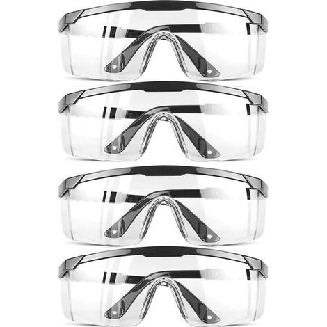 Lunettes de sécurité – Lunettes de protection transparentes anti-buée – Modèle surdimensionné (Lot de 4) (1/4)