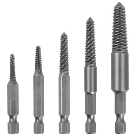 Forets à vis, outil de retrait de goujons, 5 pièces extracteur de vis cassé tige hexagonale dents fines endommagées outil de retrait de boulons,Convient pour 5-18mm
