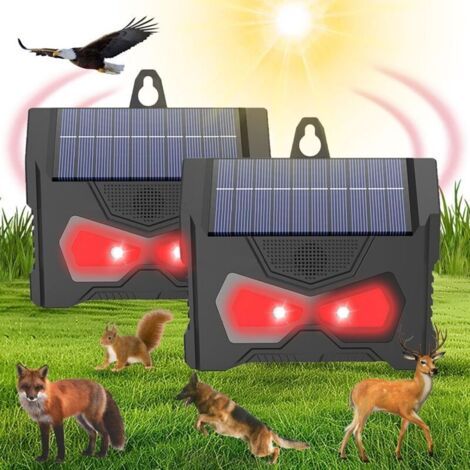 Répulsif pour Animaux Lot de 2,Lumières solaires Contre Les prédateurs,œil de Prédateur à Energie Solaire avec Deux Lumières Clignotantes Rouges pour Jardin,Garage,Patio,IP66 étanches,pour Extérieur (1/5)