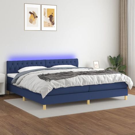 Sommier tapissier matelas confortable et LED,Lit adulte pour Chambre,Ensemble Lit matelas Bleu 200x200 cm Tissu -BVN74546 (1/5)