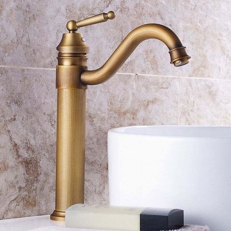 High Brass Basin Tap, Bathroom Faucet with 360° Swivel Spout, Adjustable Hot and Cold Basin Mixer Tap (1/4)