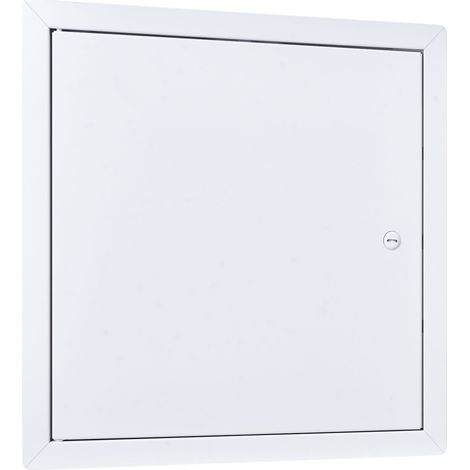 Panneau d'accès pour cloison sèche, 34x34 cm, porte en acier galvanisé, installation facile, charnière et loquet à tournevis, pour plafond, plomberie, électricité, découpe 32x32 cm, blanc (1/5)