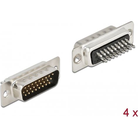 Delock Pin de metal macho D-Sub HD 26, versiÃ³n para soldar, 4 piezas