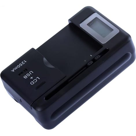 2-in-1 USB- und 100-240-V-Netzteil  Universelles Ladegerät für Mobiltelefone mit 32-50-mm-Akkus  mit LCD-Bildschirm  USB-Ladegerät für Mobiltelefone und DSLR-Kameras