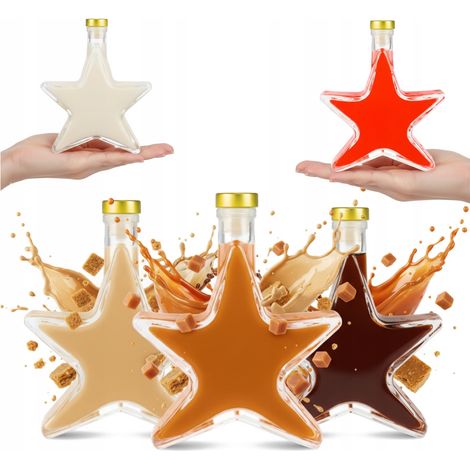 5 BOTTIGLIE A STELLA DI NATALE DA 200 ML PER LIQUORI, VINO, REGALI DI NATALE