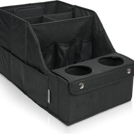 Autositz-Organizer – Aufbewahrungsbox mit Getränkehalter – Rücksitz-Stauraum, ideal für Kinder und Spielzeug – Schwarz (1/5)