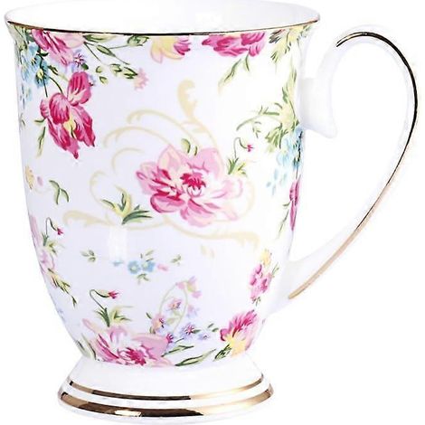 Tasse à café en porcelaine fine Royal, couleurs assorties (motif floral marin)