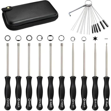 10 Kit d'Outils de Réglage De Carburateur, Tournevis Reglage Carburateur pour Moteur 2 Temps Tondeuses Tronçonneuse Débroussailleuse, avec Brosse de Nettoyage et Étui (1/4)