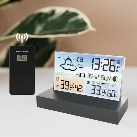 Horloge Météo 3396C, écran Couleur, Horloge Fil Transparente en Abs avec Horloge de Chambre à Coucher pour Horloge de Chambre à Coucher, Horloges de Surveillance Météo (1/5)
