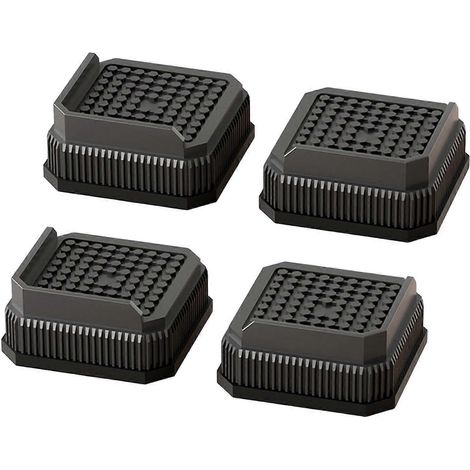 Lot de 4 rehausseurs de meubles empilables, compatibles avec les pieds de canapé, de lit et de table basse, avec ajusteurs de hauteur en plastique, carrés noirs. (1/5)