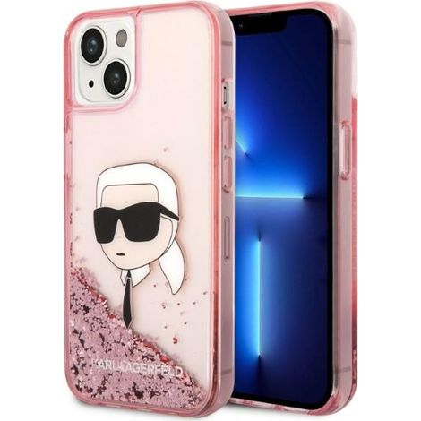 iPhone 14 Plus con custodia rigida Karl Lagerfeld glitterata rosa (1/5)