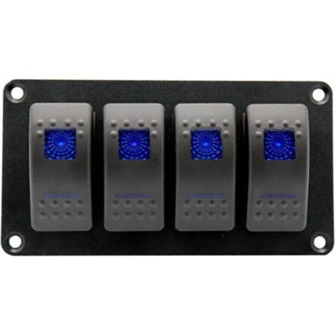 Panneau d'interrupteur à bascule 12V – 4 interrupteurs rétroéclairés – Aluminium étanche pour bateau et véhicule – Installation facile (1/5)