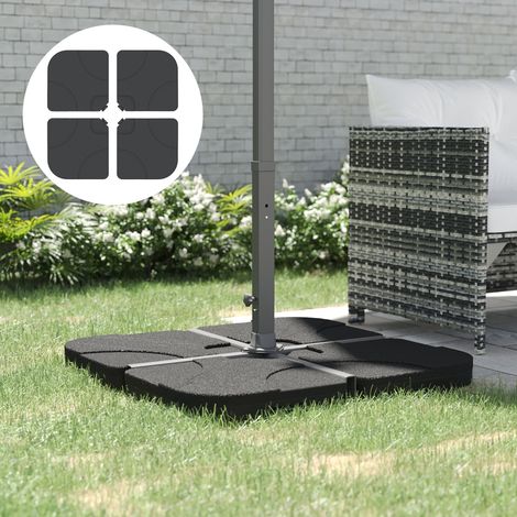 Set mit 4 HDPE-Beschwerern zum Befüllen mit Wasser oder Sand für Sonnenschirme mit Kreuzfuß, je 50 x 50 x 7,5 cm, schwarz