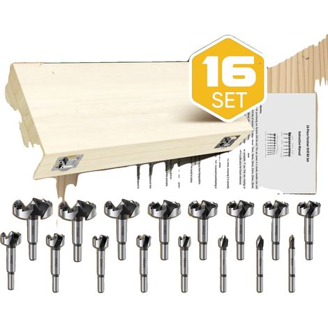 Jeu de Forets, Acier à Haute Carbone, Ensemble de 16 Pièces, Argent (1/5)