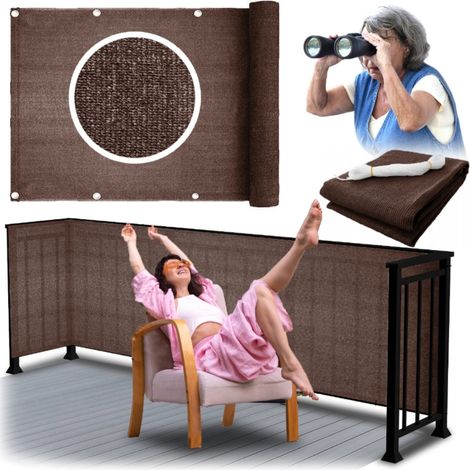 Telo di copertura per balcone, rete ombreggiante per recinzione terrazza marrone 0,9×5 m GoGarden (1/5)